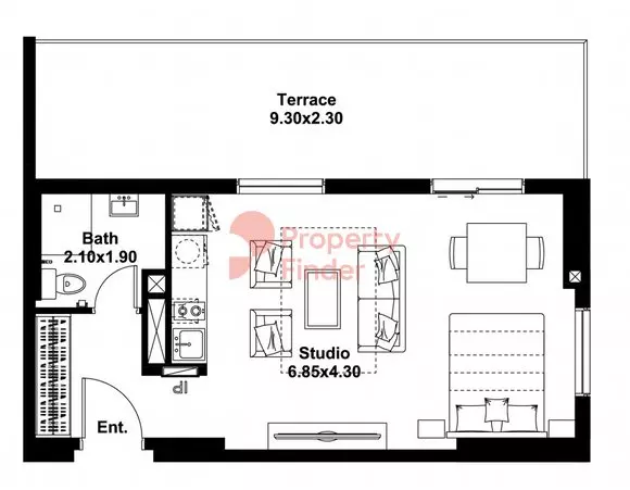 Midtown Noor — Studio floor plan