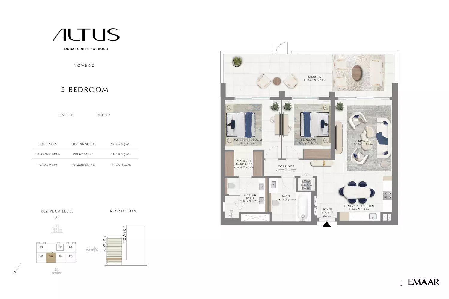 Emaar Altus Type 3-Tower2, 2 beds
