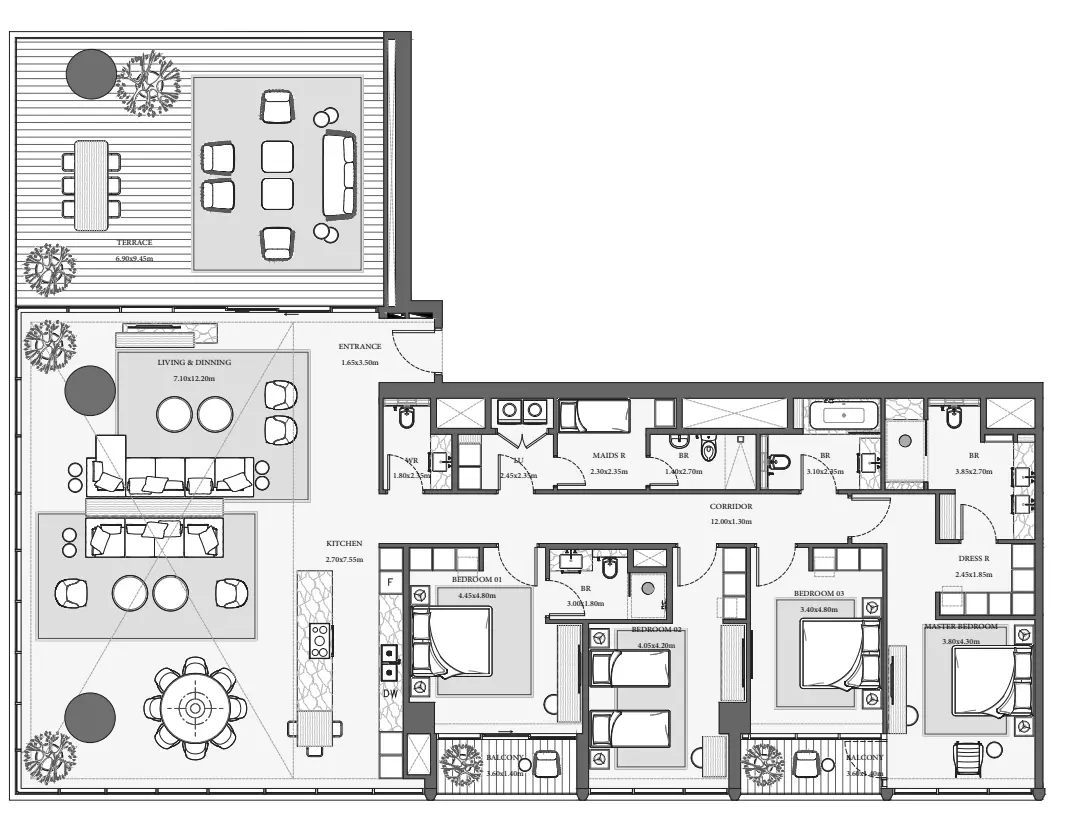 Verve City Walk Tower B-Type 1, 4 beds