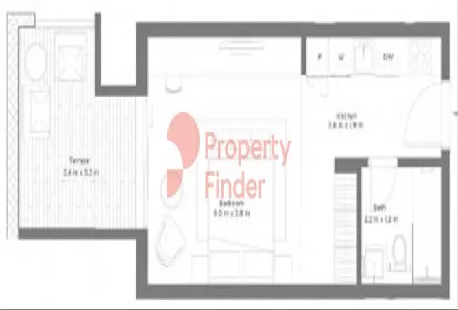 South Bay Residences — Studio floor plan