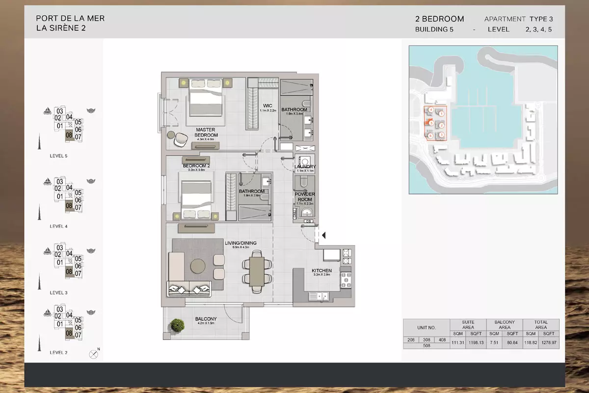 La Sirene Phase 2 By Meraas Type 3-Building 5, 2 beds