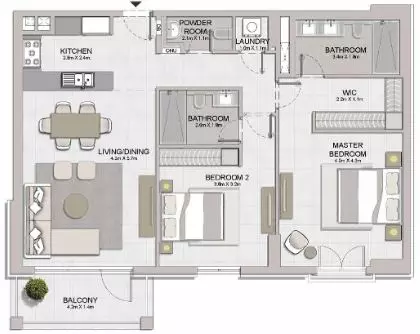 La Sirene Phase1 By Meraas Type 6A, 2 beds