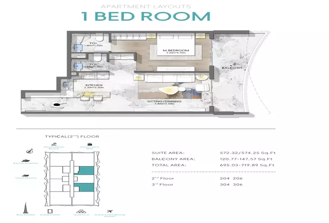 Nautis Residences — 1BR floor plan