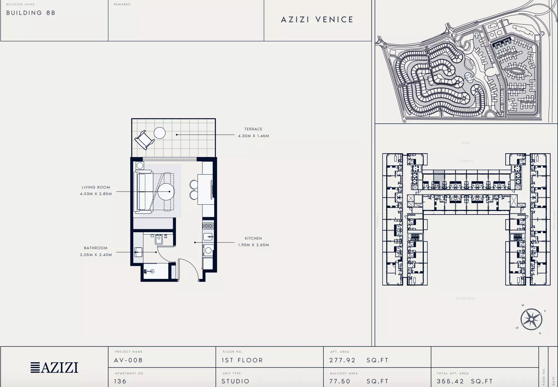 Azizi Venice 8 — Studio floor plan