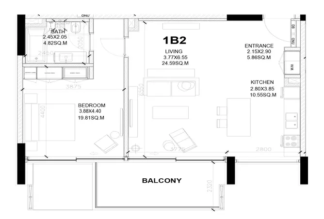 Sealine Residence — 1BR floor plan