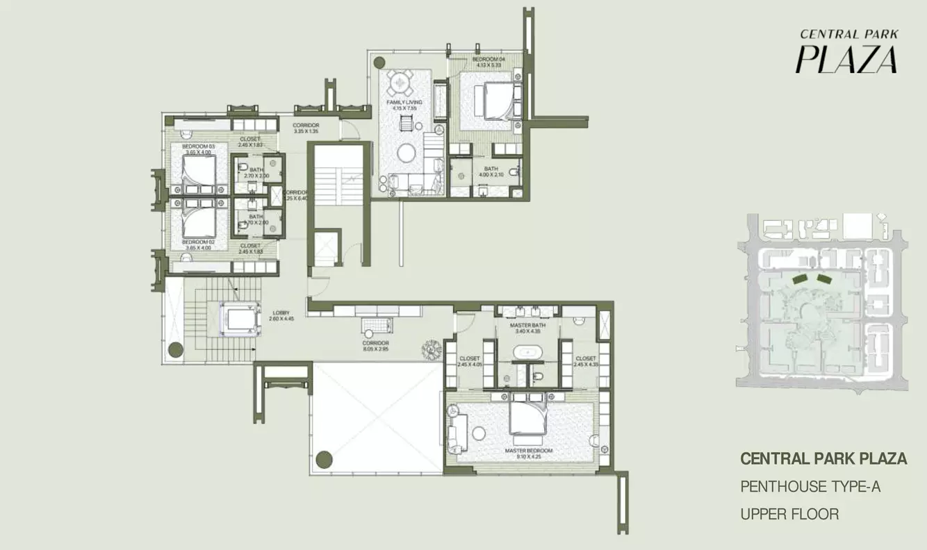 Central Park Plaza Tower B-Type B1, 5 beds