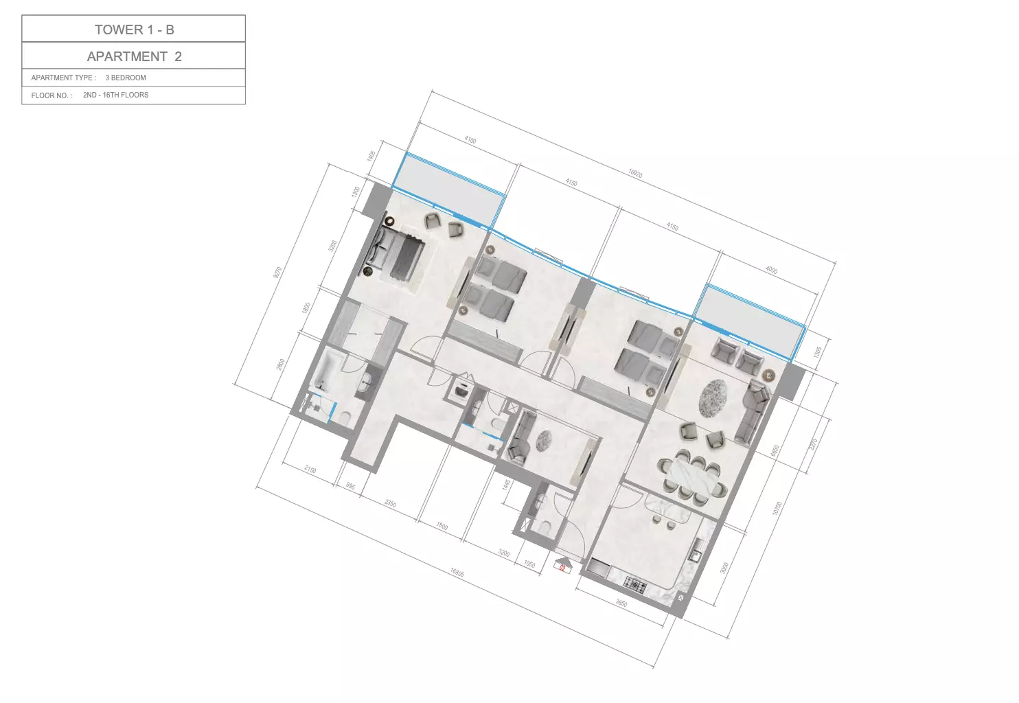 Orchid Towers Phase 1 - Type 2-Tower B Floor Plan