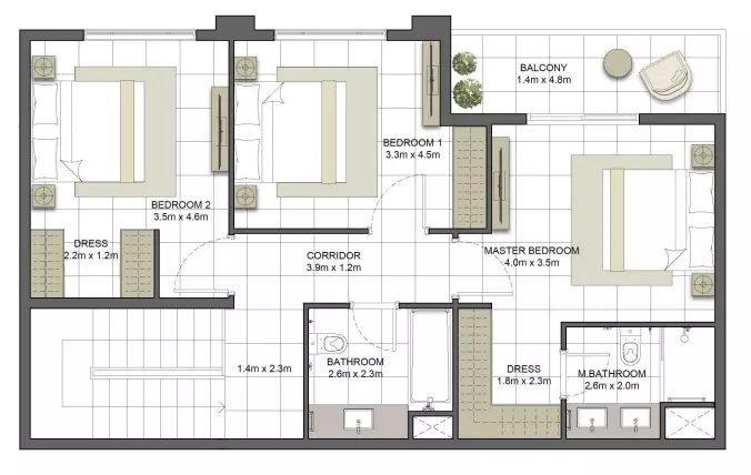 Crystal Residences Townhouse - Type 3TH-5, 3 beds