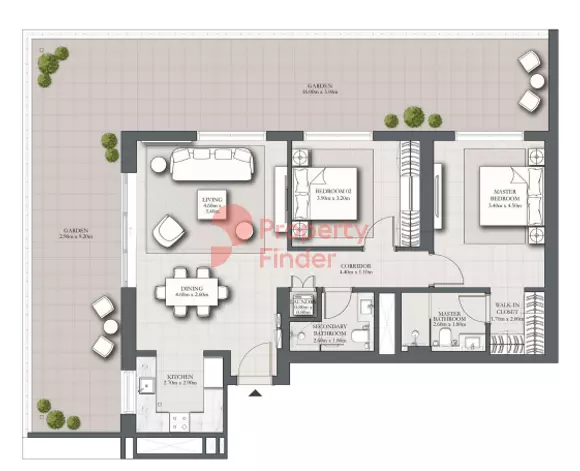 Park Horizon Type F1 building 2 ground level unit g01, 2 beds