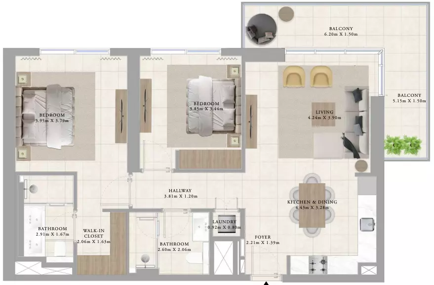 Greenside Residence Type 4B Building B - 10, 2 beds