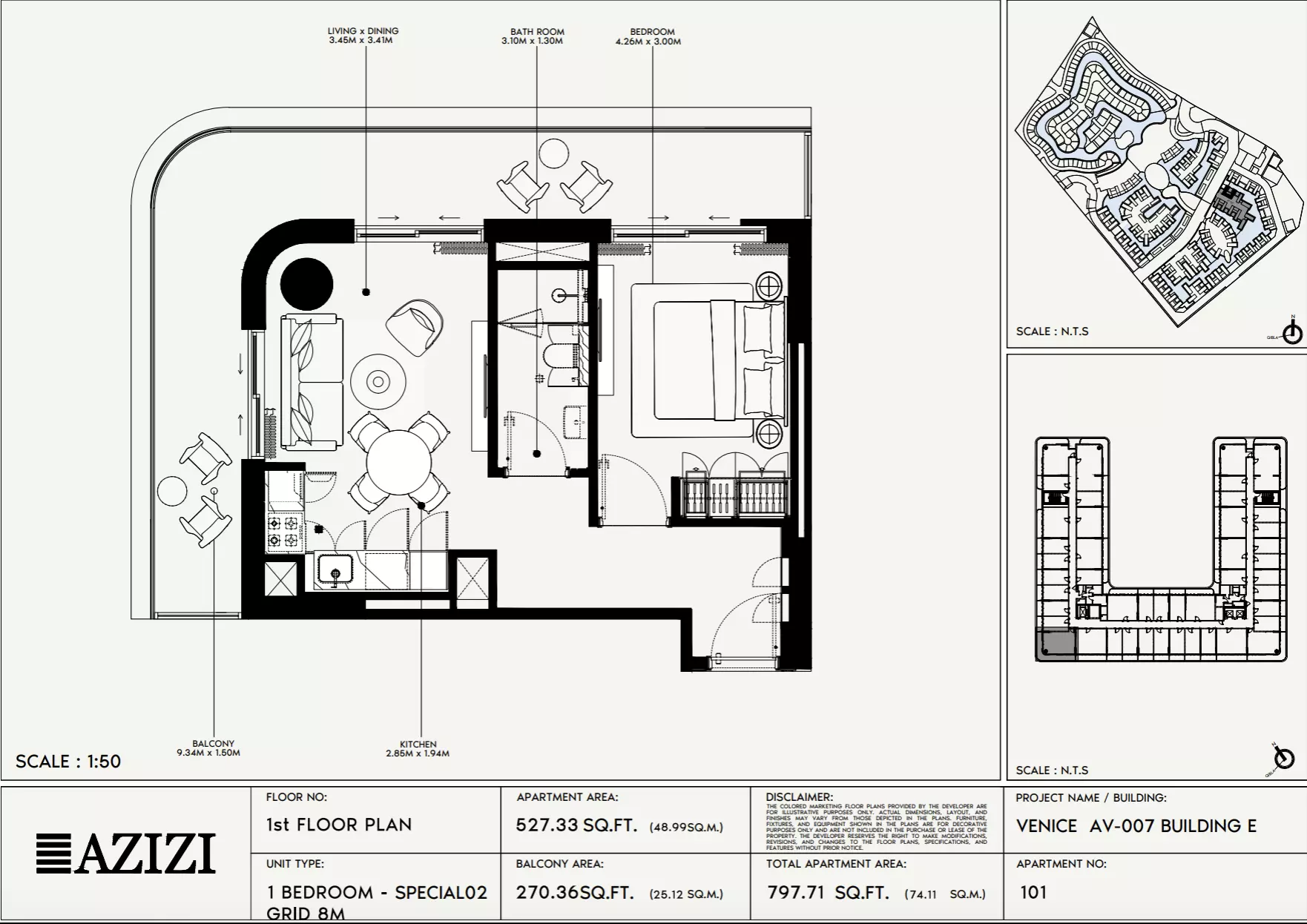 Azizi Venice 7 Type 101-Building E, 1 bed