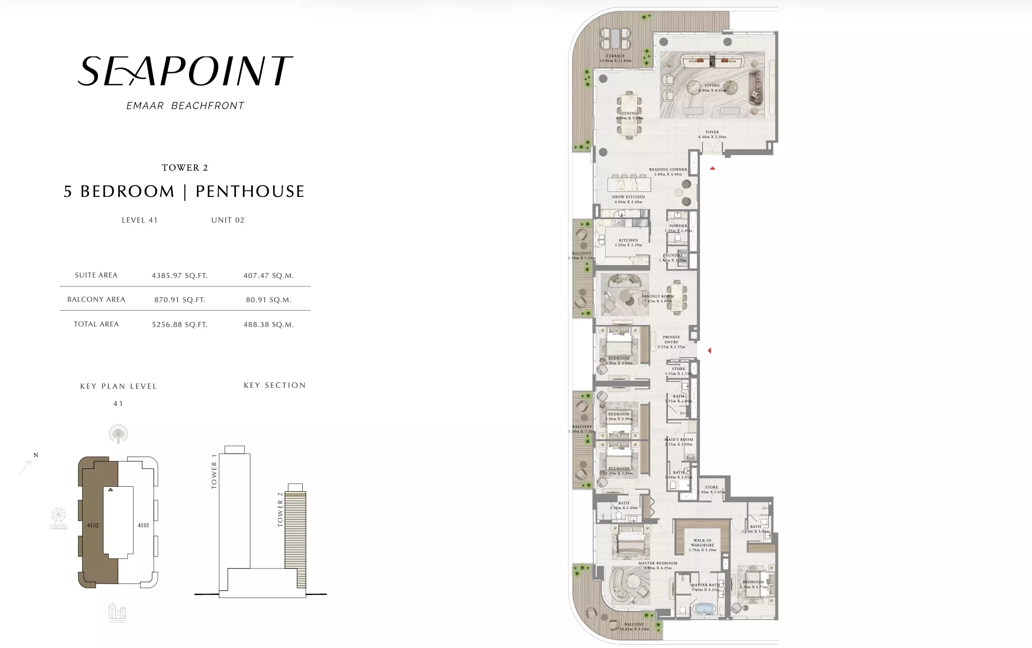 Seapoint T2 Level 41 ,Unit 1, 5 beds