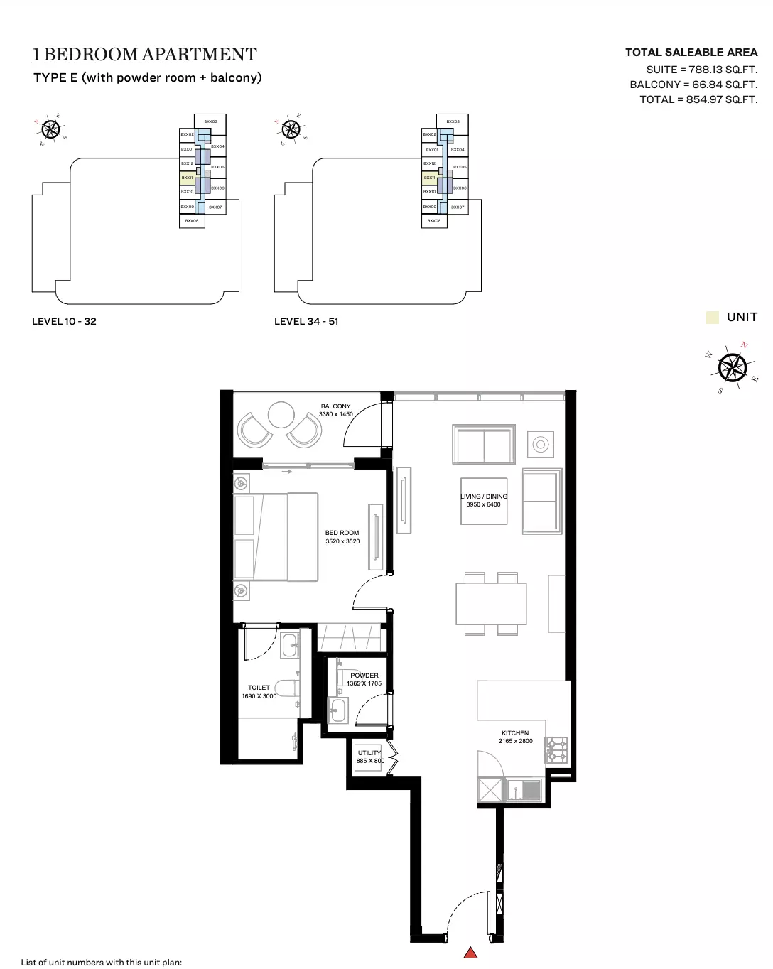 Sobha Creek Vistas Heights Type E (With Powder Room + Balcony), 1 bed