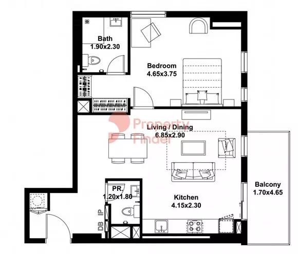 Midtown Noor Type-G Level -2-4 Building 6, 1 bed