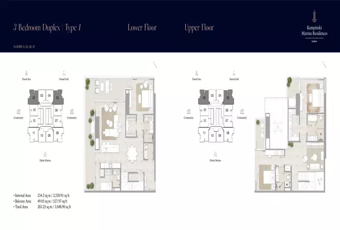 Kempinski Marina Residences — 3BR floor plan
