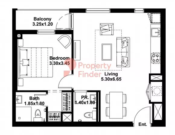 Midtown Noor Type-B Level-1 Building 3, 1 bed