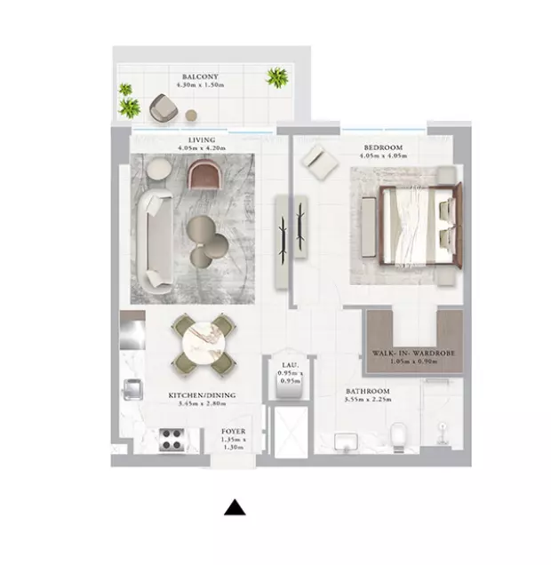 Ocean Point 1 By Emaar — 1BR floor plan