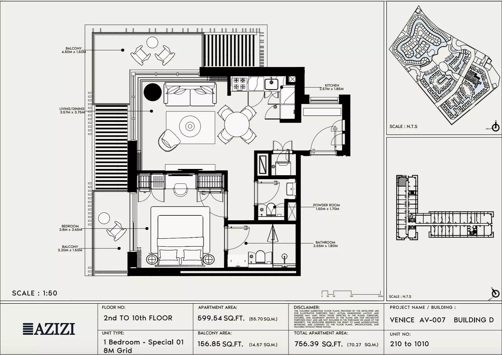 Azizi Venice 7 Type 210-Building D, 1 bed