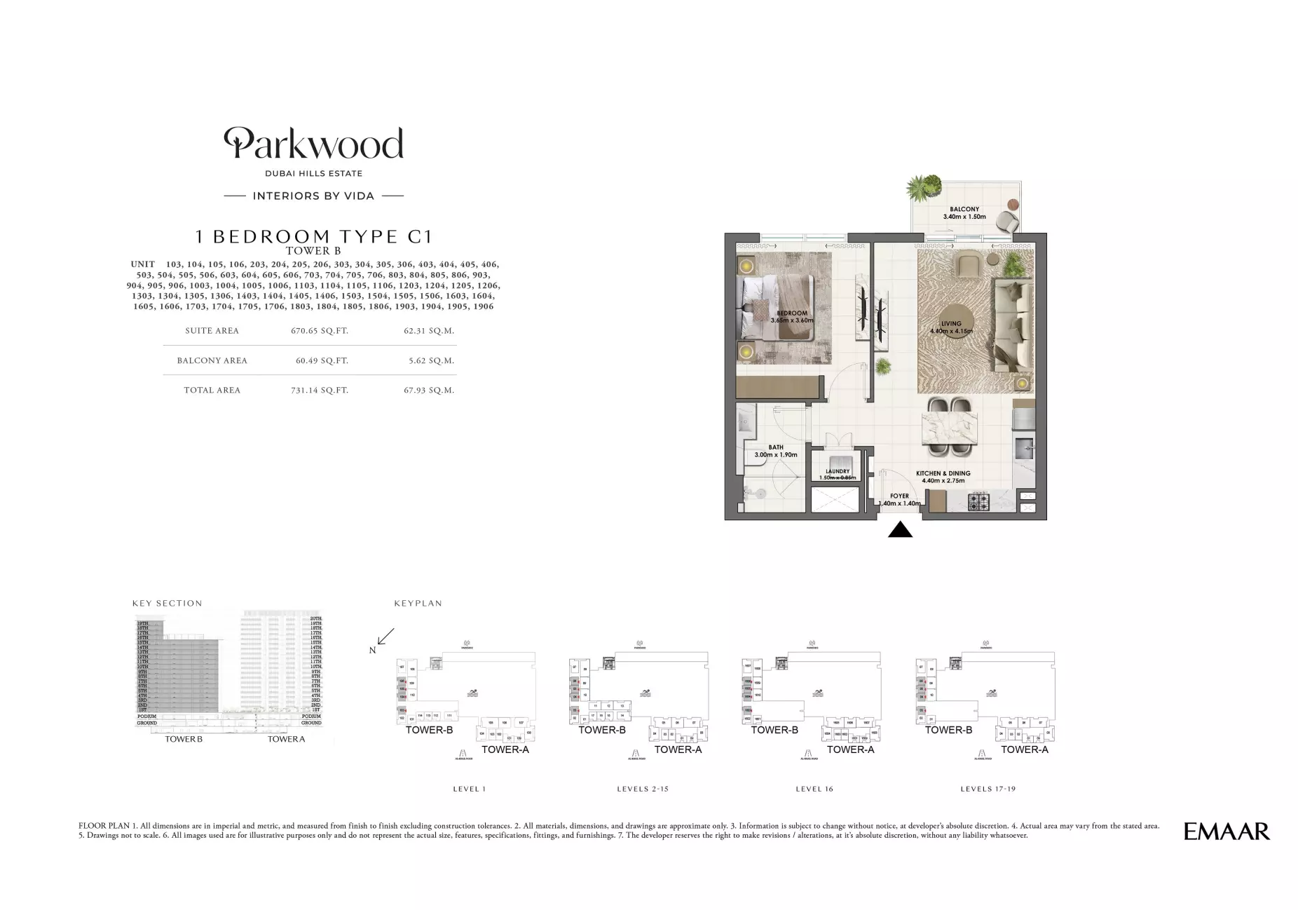 Parkwood Type C1-Tower B, 1 bed