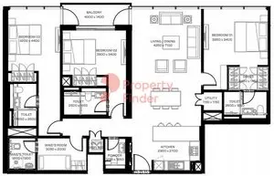 The Crest By Sobha Type C, 3 beds