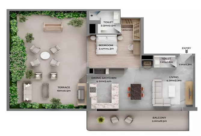 Jardin Astral — 1BR floor plan