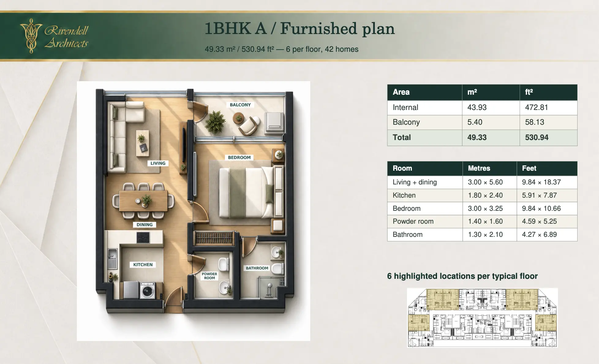 Lunara Tower — 1BR floor plan