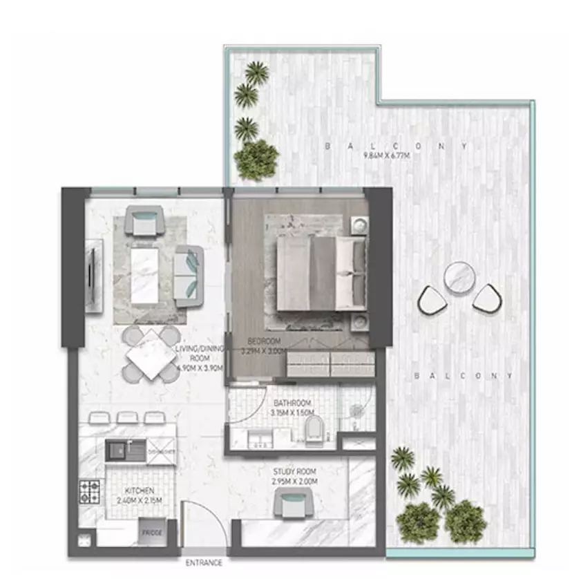 Golf Greens Type 12 - 2, 1 bed