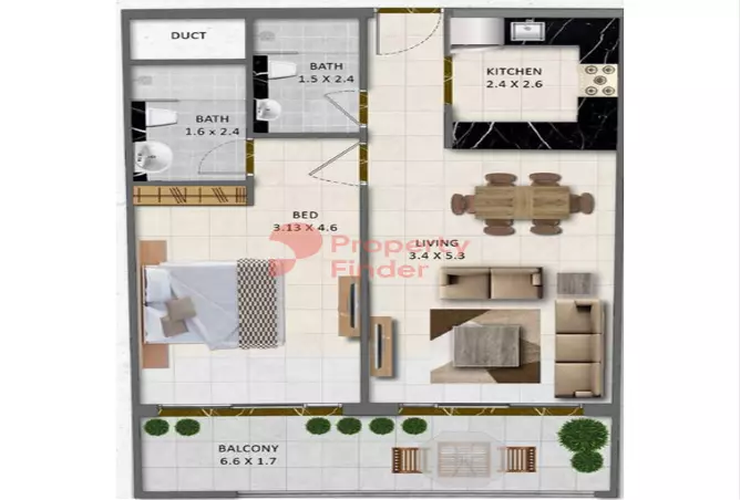 Gardenia Livings — 1BR floor plan