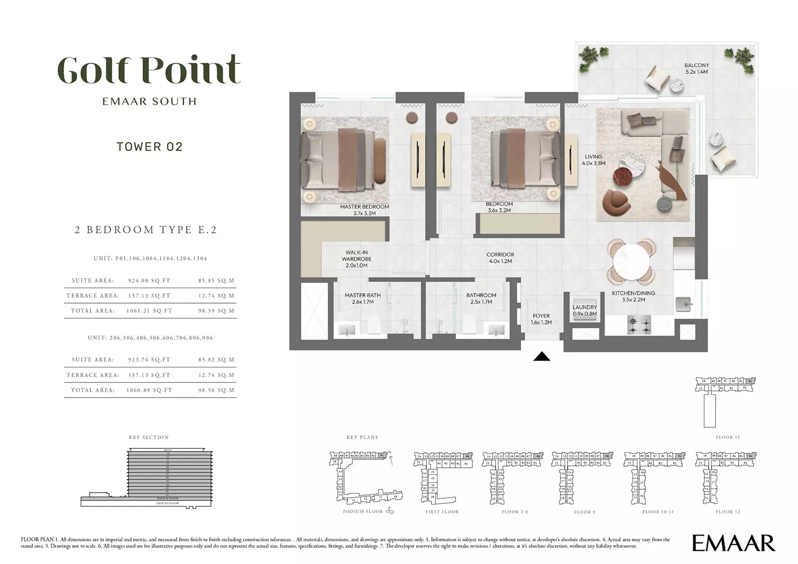Golf Point Tower 2 - Type E-2, 2 beds