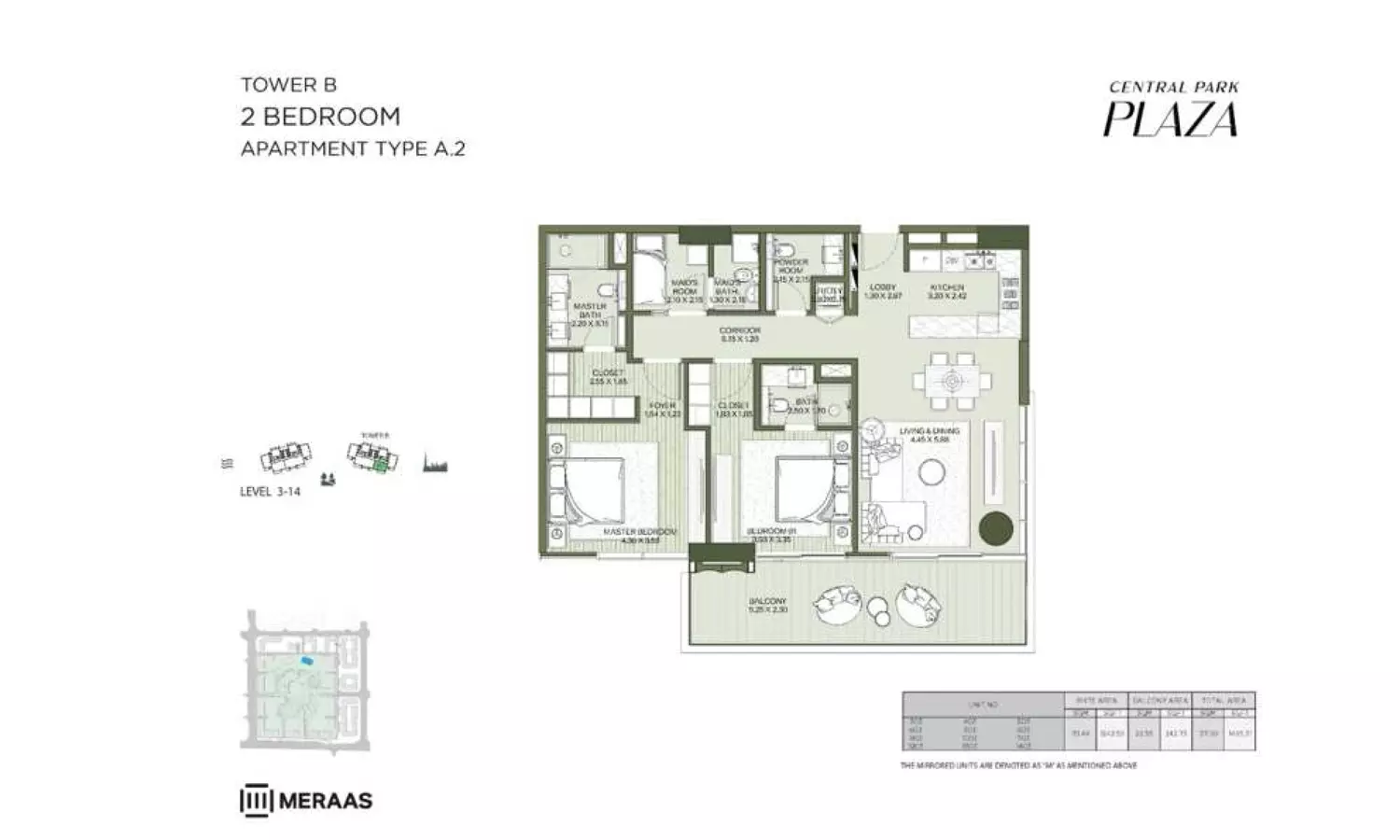 Central Park Plaza Tower B-Type A2, 2 beds