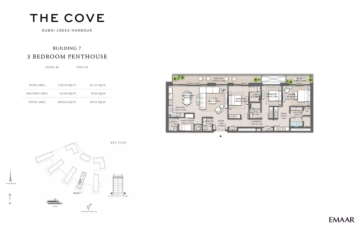 The Cove Phase 2 By Emaar Building 7 - Level 08, Unit 04, 3 beds