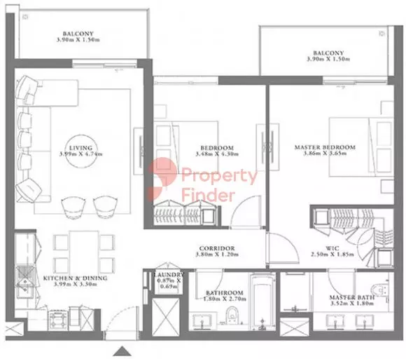 Seagate Type 1A Building 3 Unit 6 Level 1, 2 beds