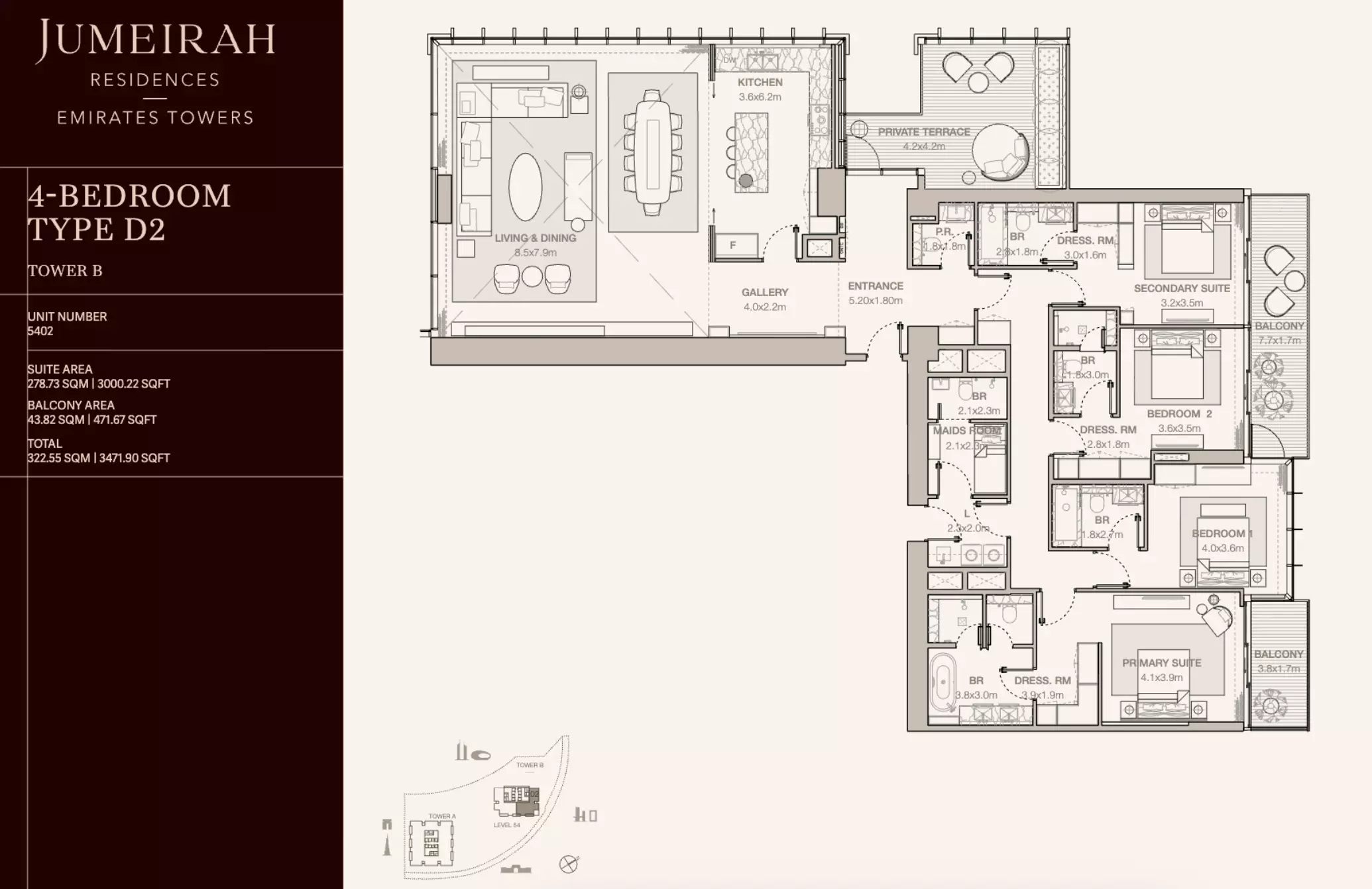 Jumeirah Residences Emirates Towers Type D2-Tower B, 4 beds