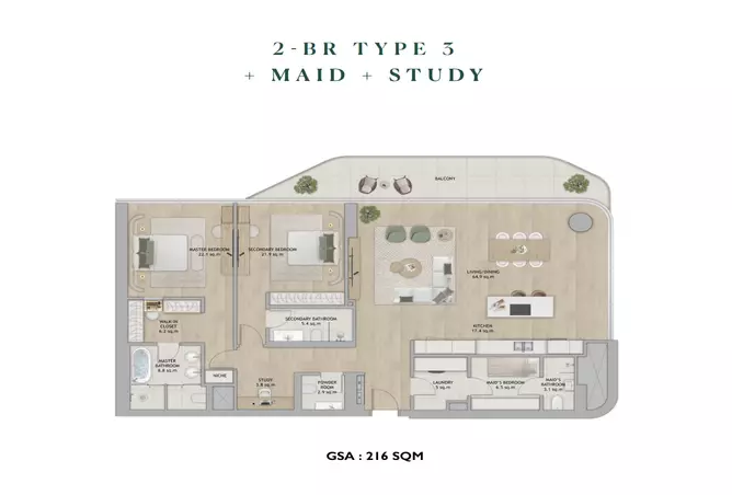Mamsha Gardens — 2BR floor plan