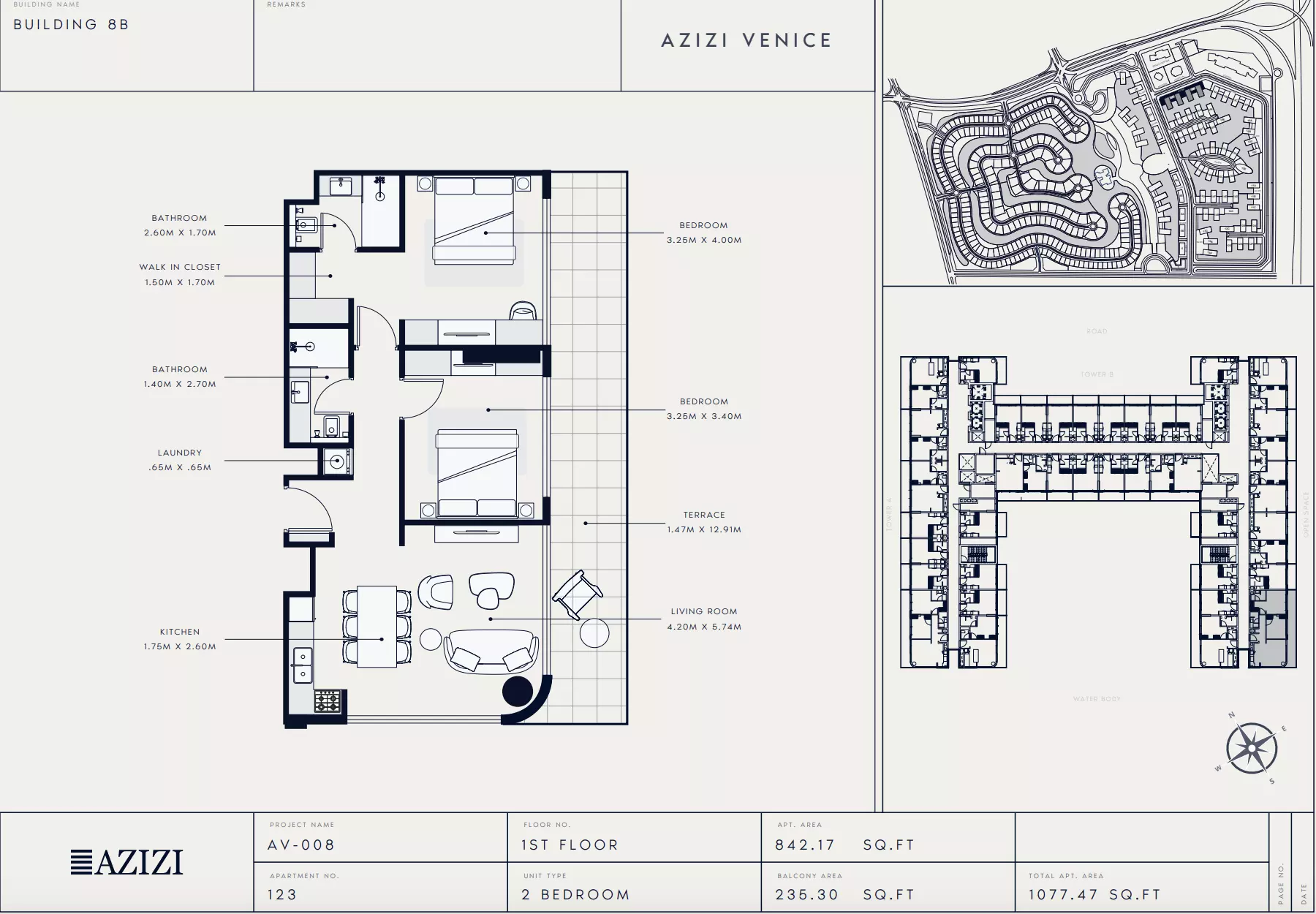 Azizi Venice 8 Type 123-Building B, 2 beds