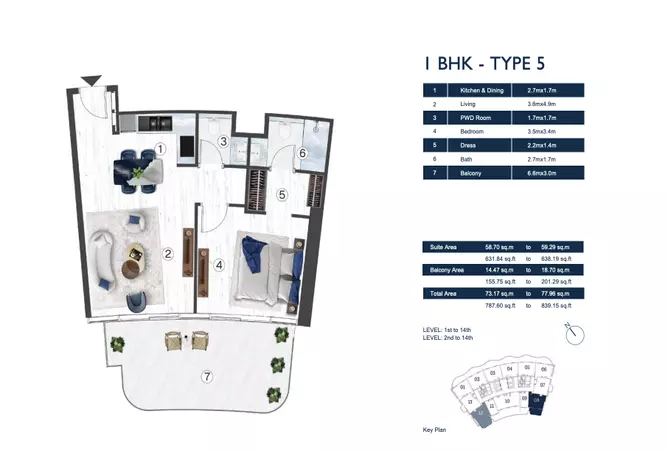 Radisson Blu Hotel & Residences — 1BR floor plan