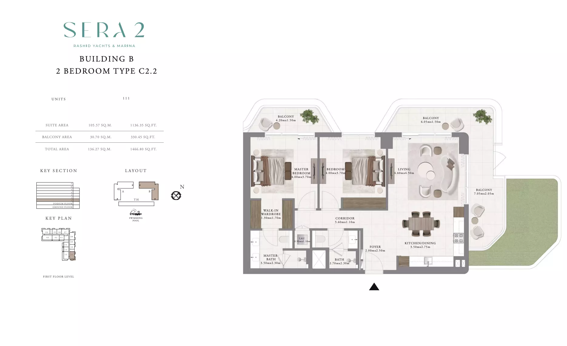 Sera Phase 2 By Emaar Type C2.2-Building B, 2 beds