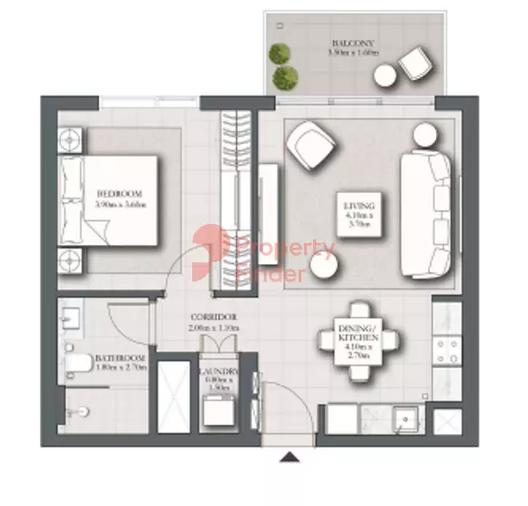 Park Horizon Type B building 2 level 1 unit 106, 1 bed
