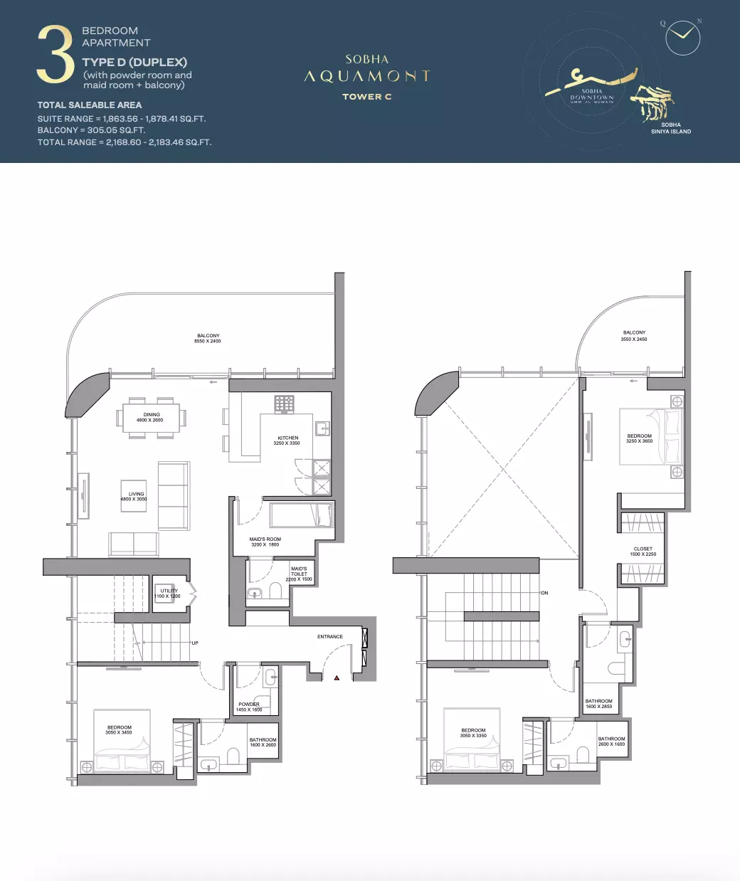 Sobha Aquamont Type D-Tower C, 3 beds