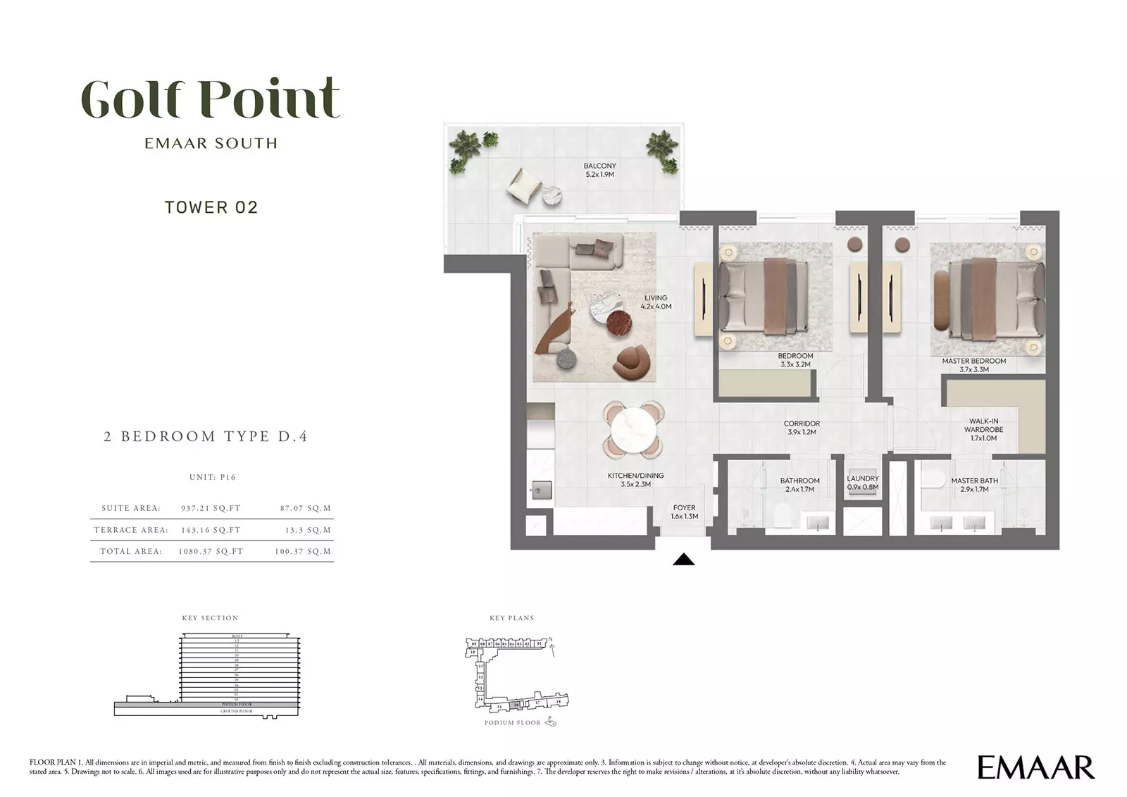 Golf Point Tower 2 - Type D-4, 2 beds