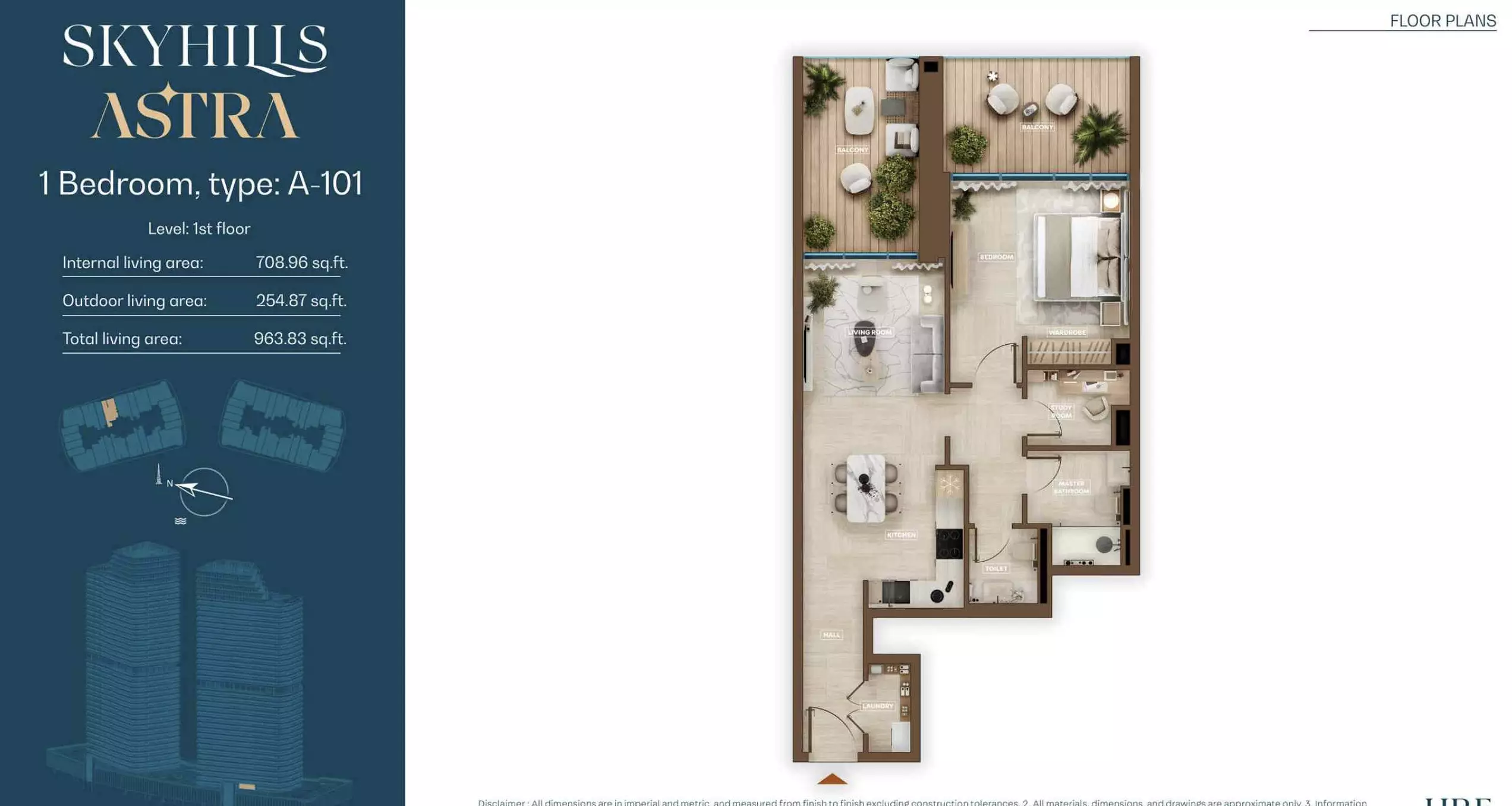 Skyhills Astra By Hre — 1BR floor plan