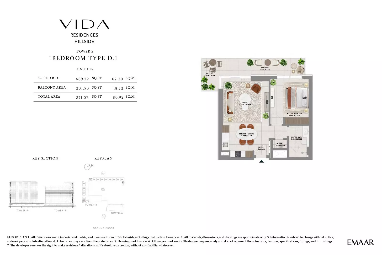 Vida Residences Hillside — 1BR floor plan