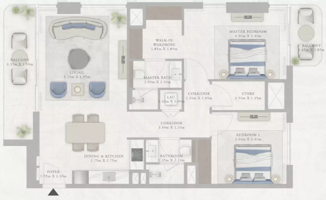 Marina Views Type 3-Tower2, 2 beds