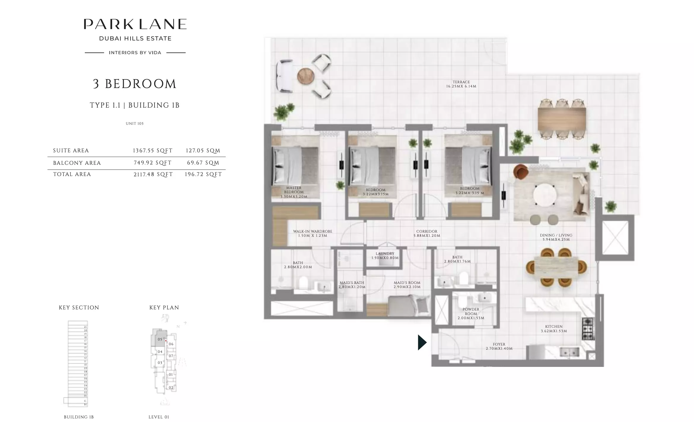 Park Lane Residences by Emaar Type 1.1 - Building 1B, 2 beds