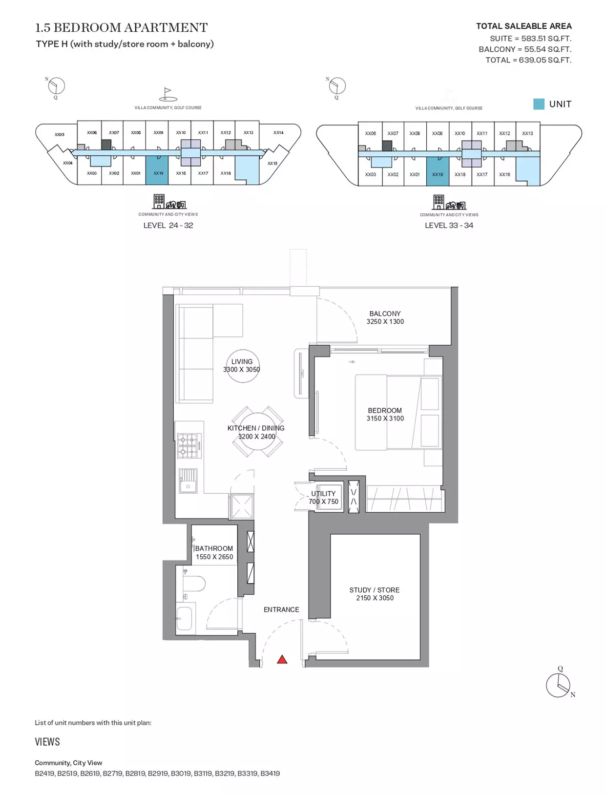 Sobha Orbis Type H -Tower B, 2 beds