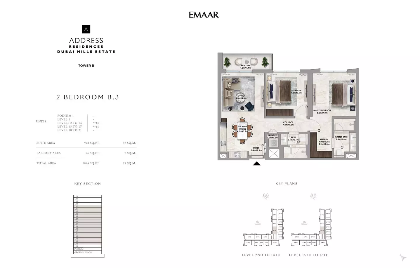 Address Residences at Dubai Hills Estate Type B3-Tower B, 2 beds