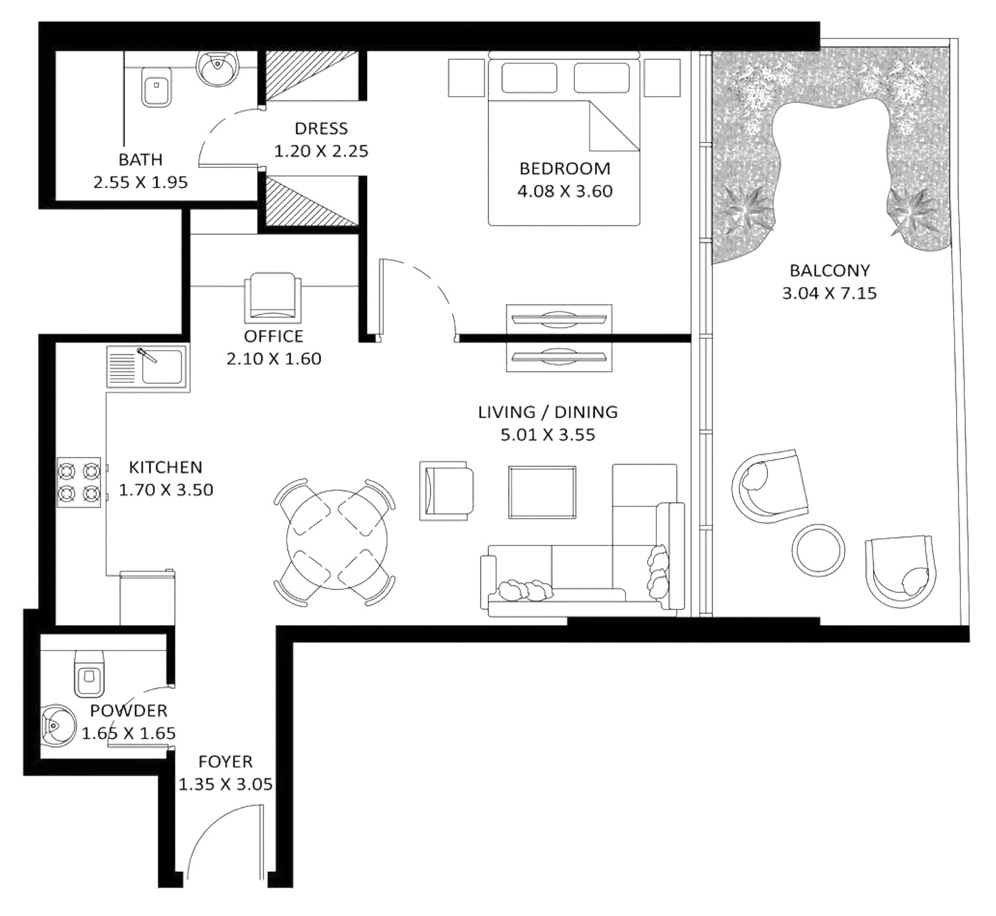 Oceanz By Danube — 1BR floor plan