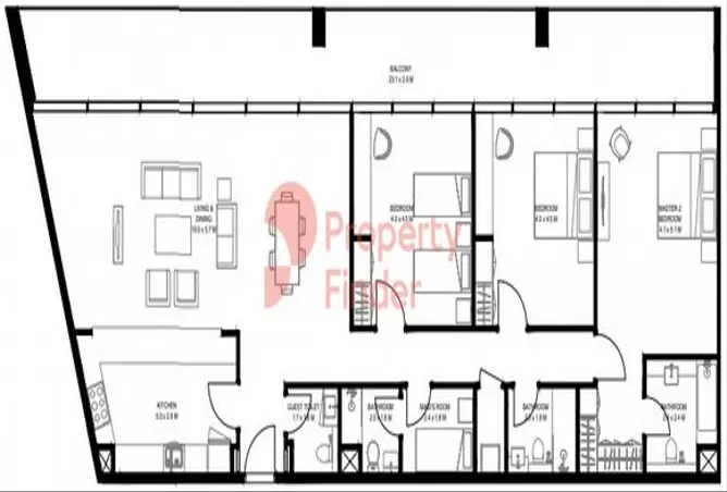 Nesba 1 By Arada — 3BR floor plan