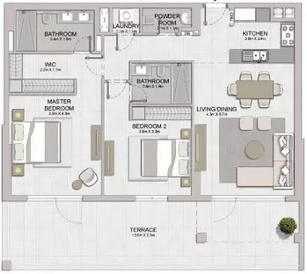 La Sirene Phase1 By Meraas Type 2A, 2 beds