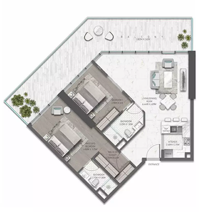 Golf Greens Type 20 - 1, 2 beds